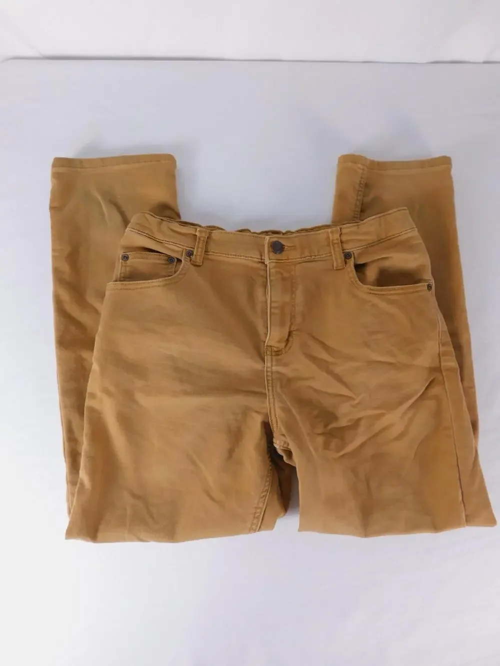 Wonder Nation Pants Boys 16 Husky Brown Slim Chino Twill Stretch Casual Fall